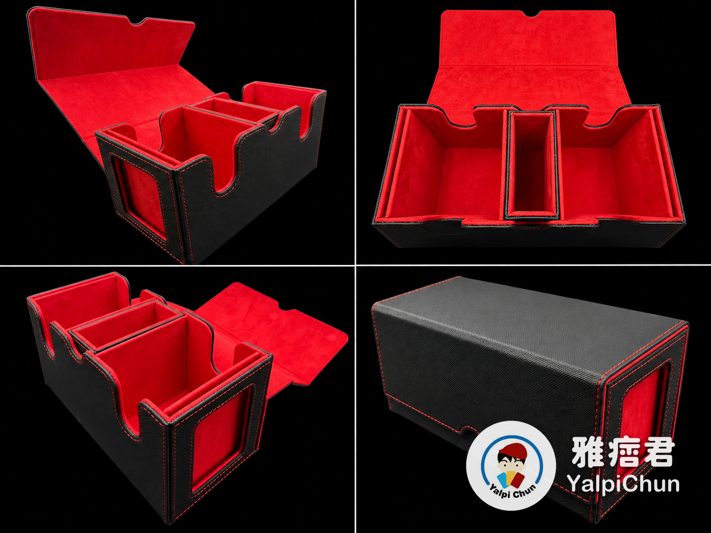 雅痞君 - 【雅痞君】磁吸卡牌收納盒 黑紅 卡盒 牌盒  兩邊開窗 寶可夢 魔風 PTCG MTG 魔法風雲會 遊戲王 現貨