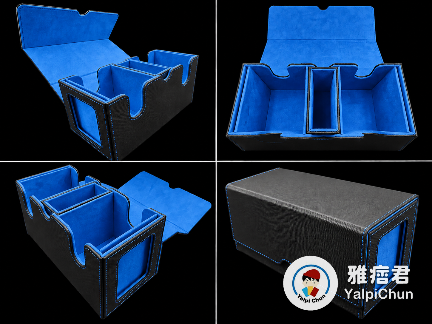 雅痞君 - 【雅痞君】兩邊開窗 磁吸卡牌收納盒 雙分隔 黑藍 卡盒 牌盒 寶可夢 魔風 PTCG MTG 魔法風雲會 遊戲王 現貨