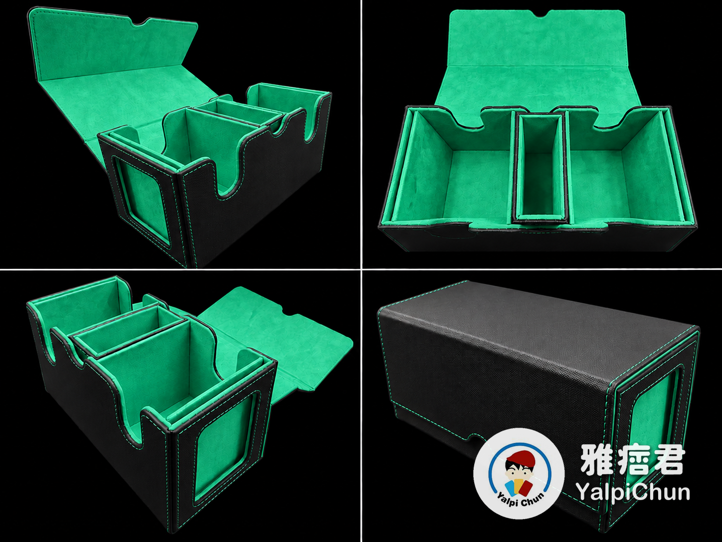 雅痞君 - 【雅痞君】磁吸卡牌收納盒 黑綠 卡盒 牌盒  兩邊開窗 寶可夢 魔風 PTCG MTG 魔法風雲會 遊戲王 現貨